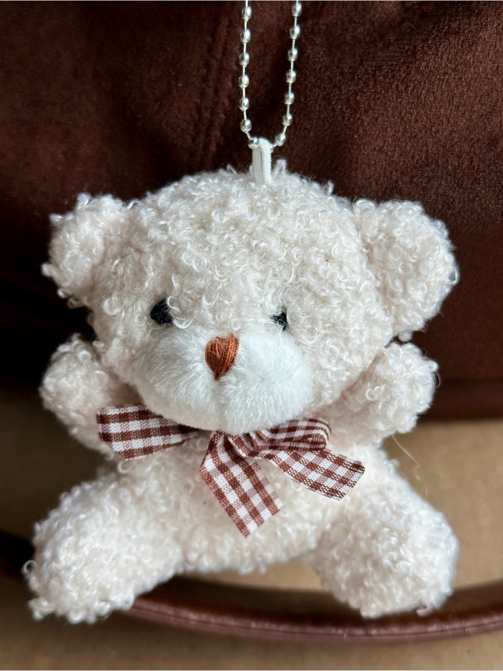 Teddy bear bag charm- white